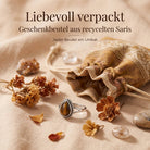 [KI] Silberring mit Tigerauge und Geschenkbeutel aus recyceltem Sari