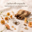 [KI] Silberring mit Tigerauge und Geschenkbeutel aus recyceltem Sari