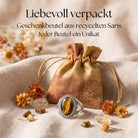 [KI] Silberring mit Tigerauge und Geschenkbeutel aus recyceltem Sari
