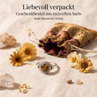 [KI] Silberring mit Tigerauge und Geschenkbeutel aus recyceltem Sari