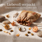 [KI] Silberring mit Tigerauge und Geschenkbeutel aus recyceltem Sari
