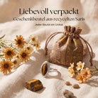 [KI] Silberring mit Tigerauge und Geschenkbeutel aus recyceltem Sari
