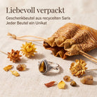 [KI] Silberring mit Tigerauge und Geschenkbeutel aus recyceltem Sari