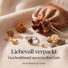 [KI] Silberring mit Tigerauge und Geschenkbeutel aus recyceltem Sari