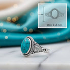 [KI] Türkisring aus Silber mit Maßangaben zu Ring und Edelstein