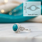 [KI] Türkisring aus Silber mit Maßangaben zu Ring und Edelstein