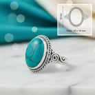 [KI] Türkisring aus Silber mit Maßangaben zu Ring und Edelstein