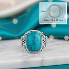 [KI] Türkisring aus Silber mit Maßangaben zu Ring und Edelstein