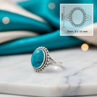 [KI] Türkisring aus Silber mit Maßangaben zu Ring und Edelstein