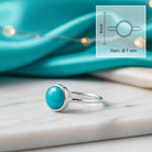 [KI] Türkisring aus Silber mit Maßangaben zu Ring und Edelstein