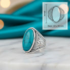 [KI] Türkisring aus Silber mit Maßangaben zu Ring und Edelstein
