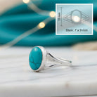 [KI] Türkisring aus Silber mit Maßangaben zu Ring und Edelstein