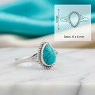 [KI] Türkisring aus Silber mit Maßangaben zu Ring und Edelstein