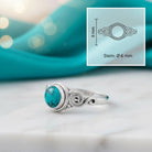 [KI] Türkisring aus Silber mit Maßangaben zu Ring und Edelstein