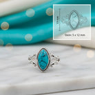 [KI] Türkisring aus Silber mit Maßangaben zu Ring und Edelstein