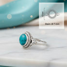 [KI] Türkisring aus Silber mit Maßangaben zu Ring und Edelstein