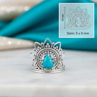 [KI] Türkisring aus Silber mit Maßangaben zu Ring und Edelstein