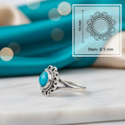 [KI] Türkisring aus Silber mit Maßangaben zu Ring und Edelstein