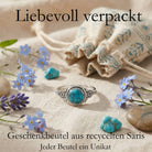[KI] Silberring mit Türkis und Geschenkbeutel aus recyceltem Sari