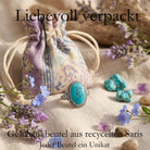 [KI] Silberring mit Türkis und Geschenkbeutel aus recyceltem Sari