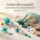[KI] Silberring mit Türkis und Geschenkbeutel aus recyceltem Sari