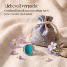 [KI] Silberring mit Türkis und Geschenkbeutel aus recyceltem Sari