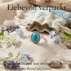 [KI] Silberring mit Türkis und Geschenkbeutel aus recyceltem Sari