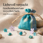 [KI] Silberring mit Türkis und Geschenkbeutel aus recyceltem Sari