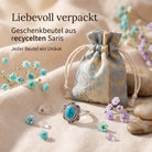 [KI] Silberring mit Türkis und Geschenkbeutel aus recyceltem Sari