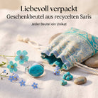 [KI] Silberring mit Türkis und Geschenkbeutel aus recyceltem Sari