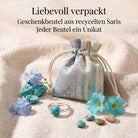 [KI] Silberring mit Türkis und Geschenkbeutel aus recyceltem Sari