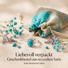 [KI] Silberring mit Türkis und Geschenkbeutel aus recyceltem Sari