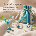 [KI] Silberring mit Türkis und Geschenkbeutel aus recyceltem Sari