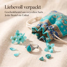 [KI] Silberring mit Türkis und Geschenkbeutel aus recyceltem Sari