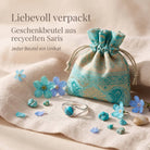 [KI] Silberring mit Türkis und Geschenkbeutel aus recyceltem Sari