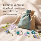 [KI] Silberring mit Türkis und Geschenkbeutel aus recyceltem Sari