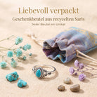 [KI] Silberring mit Türkis und Geschenkbeutel aus recyceltem Sari
