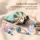 [KI] Silberring mit Türkis und Geschenkbeutel aus recyceltem Sari