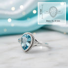 [KI] Topasring aus Silber mit Maßangaben zu Ring und Edelstein
