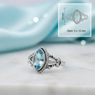 [KI] Topasring aus Silber mit Maßangaben zu Ring und Edelstein