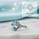 [KI] Topasring aus Silber mit Maßangaben zu Ring und Edelstein