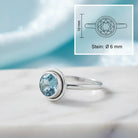 [KI] Topasring aus Silber mit Maßangaben zu Ring und Edelstein