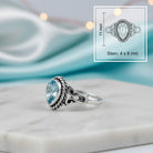 [KI] Topasring aus Silber mit Maßangaben zu Ring und Edelstein