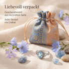 [KI] Silberring mit Topas und Geschenkbeutel aus recyceltem Sari