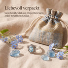 [KI] Silberring mit Topas und Geschenkbeutel aus recyceltem Sari