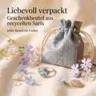 [KI] Silberring mit Topas und Geschenkbeutel aus recyceltem Sari