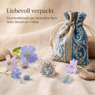 [KI] Silberring mit Topas und Geschenkbeutel aus recyceltem Sari