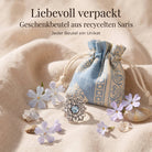 [KI] Silberring mit Topas und Geschenkbeutel aus recyceltem Sari