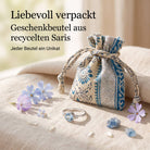 [KI] Silberring mit Topas und Geschenkbeutel aus recyceltem Sari