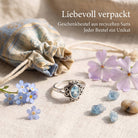 [KI] Silberring mit Topas und Geschenkbeutel aus recyceltem Sari